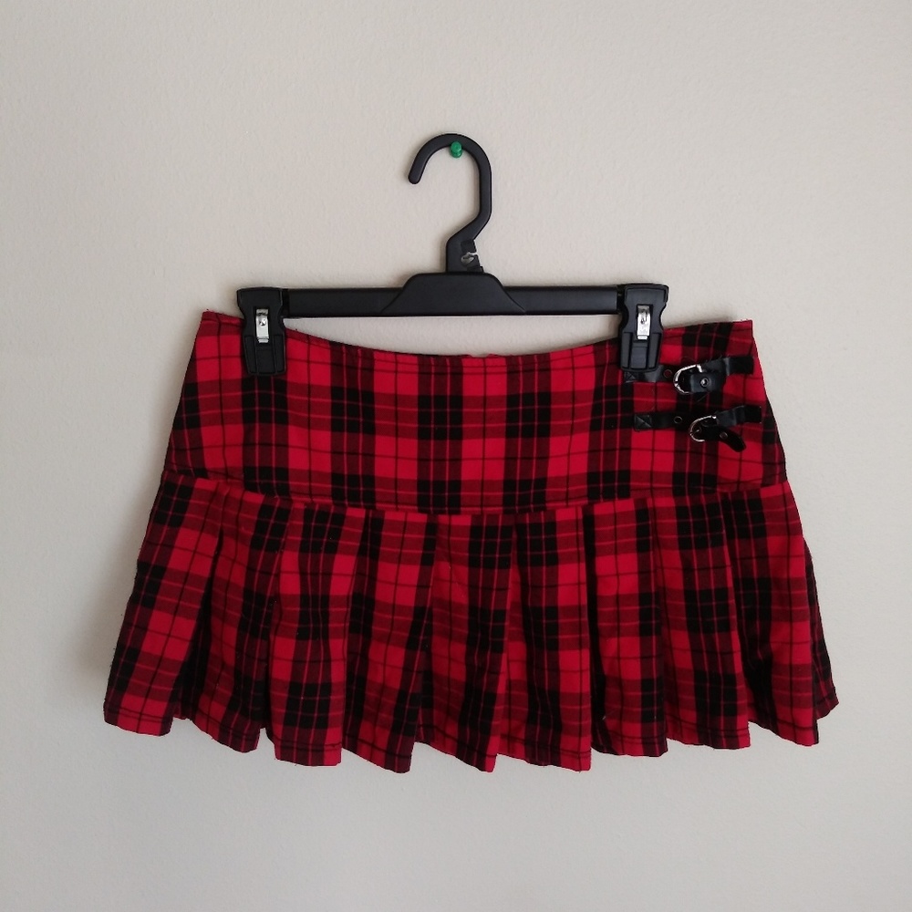 Black and Red Plaid Mini Skirt
